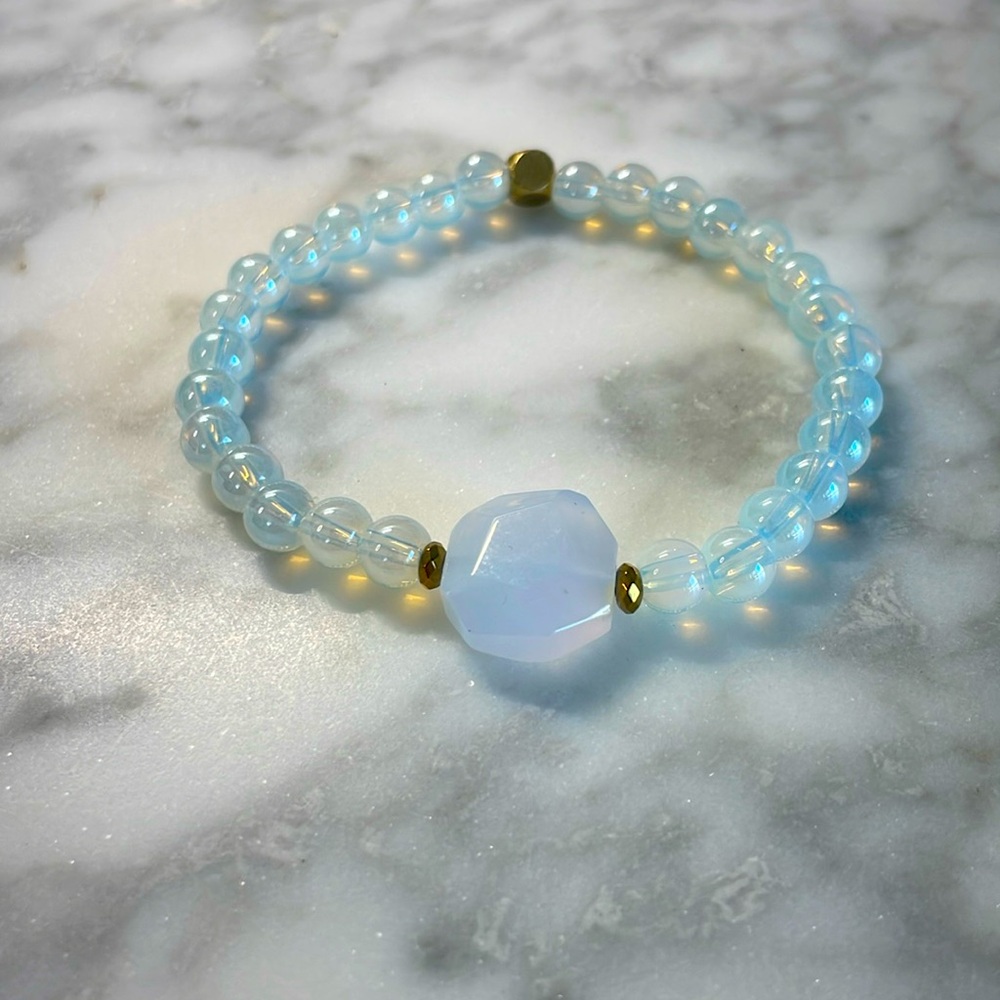 Blue lace agate & Opal Crystal bracelet